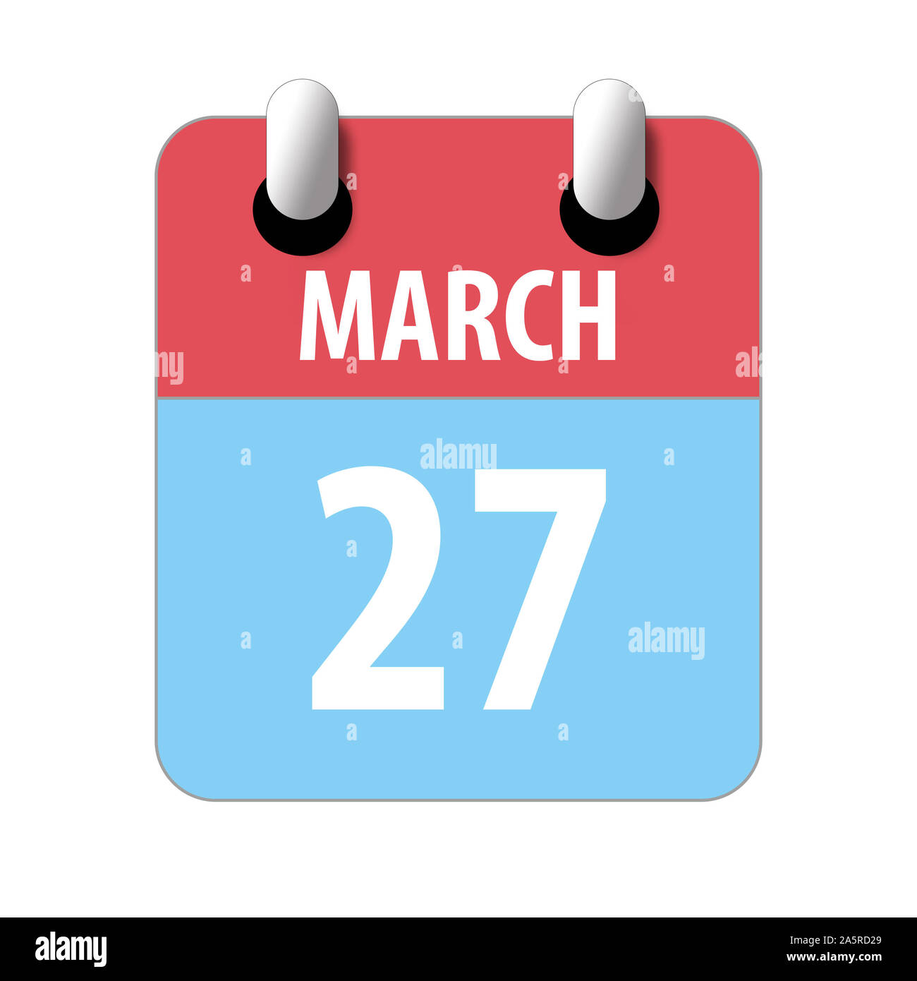 27. März. Tag 27 Monat, Einfacher Kalender Symbol auf weißem Hintergrund. Planung. Zeit-management. Der Kalender Symbole für Web Design. Feder, Monat, Stockfoto