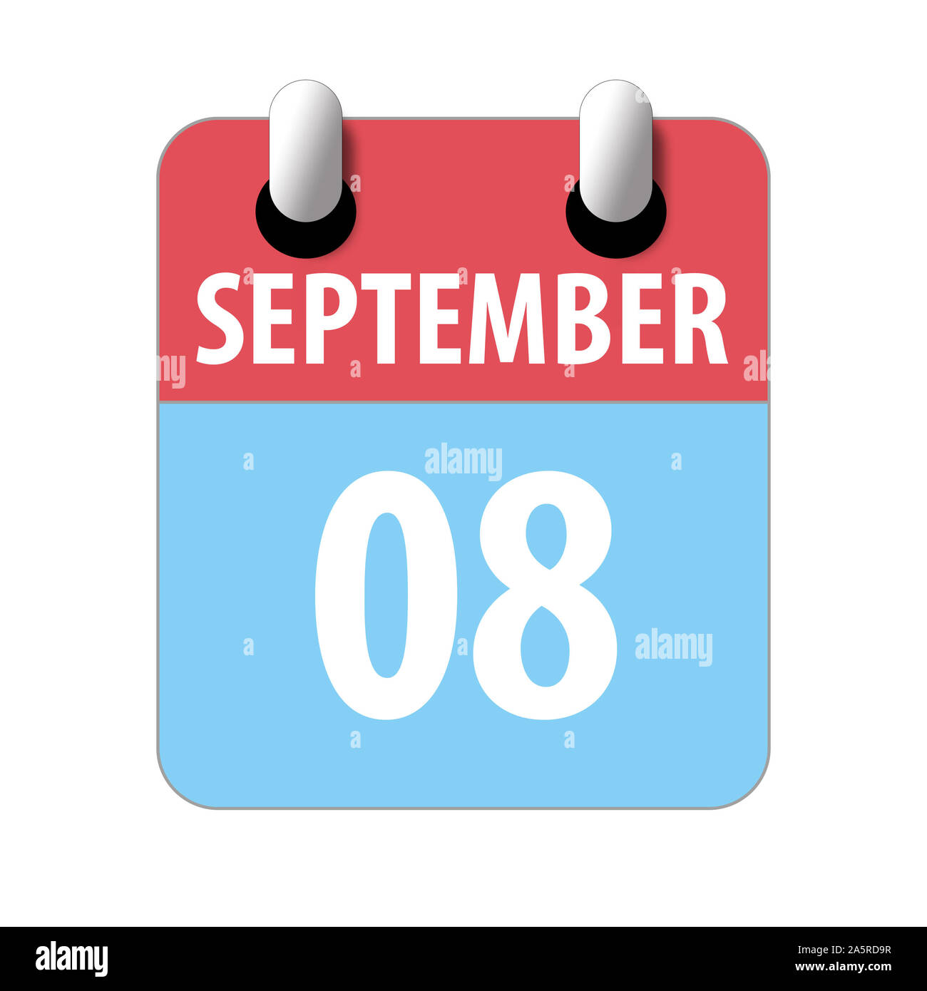 8. September. 8. Tag des Monats, Einfacher Kalender Symbol auf weißem Hintergrund. Planung. Zeit-management. Der Kalender Symbole für Web Design. Herbst Monat Stockfoto