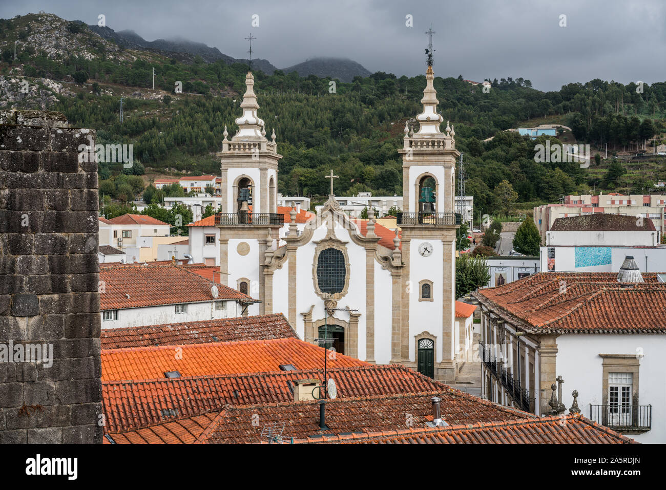 Kirche in der Vila Nova de Cerveira, Portual, Europa. Camino Portugues. Stockfoto