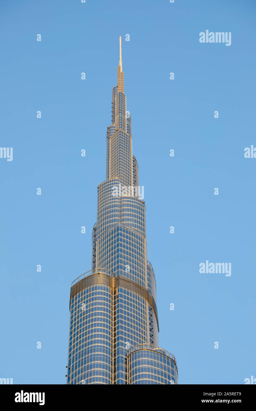 Detail des Burj Khalifa, Dubai, Vereinigte Arabische Emirate Stockfoto