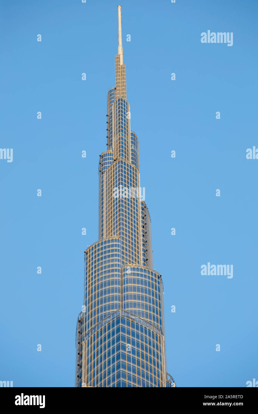 Detail des Burj Khalifa, Dubai, Vereinigte Arabische Emirate Stockfoto