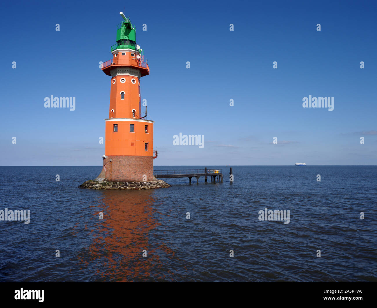 Leuchtturm Hohe Weg in der Wesermuendung, Niedersachsen, Bundesrepublik Deutschland Stockfoto