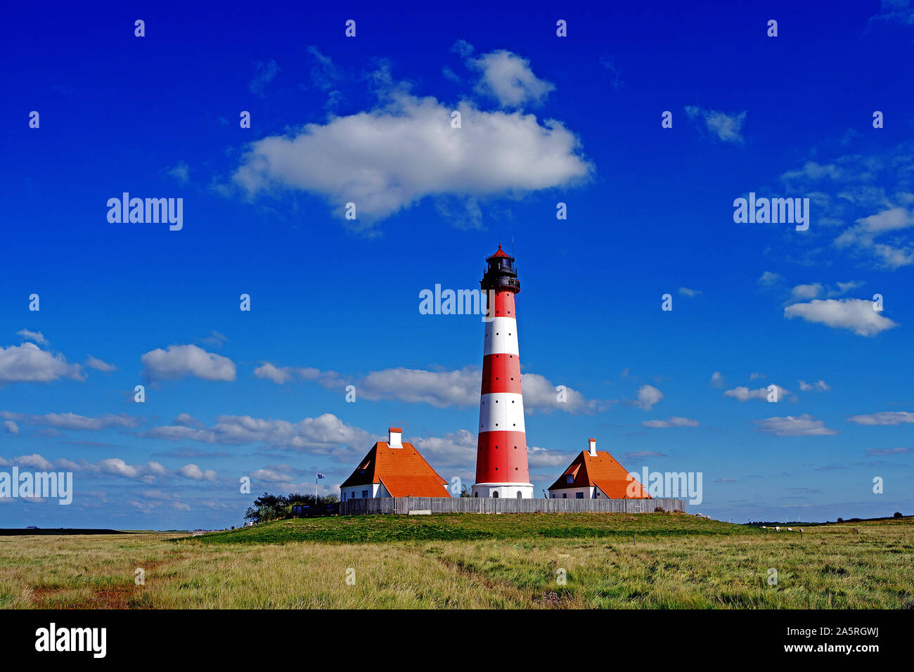 Leuchtturm von Westerhever, Westerheversand, St. Peter Ording, Schleswig-Holstein, Bundesrepublik Deutschland Stockfoto