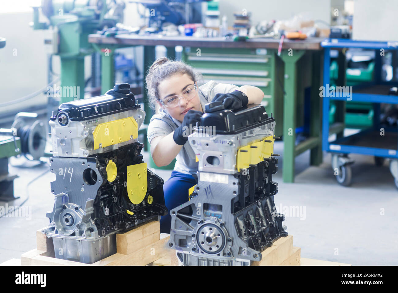 Blockheizkraftwerk Ingenieur Weiblich Stockfoto