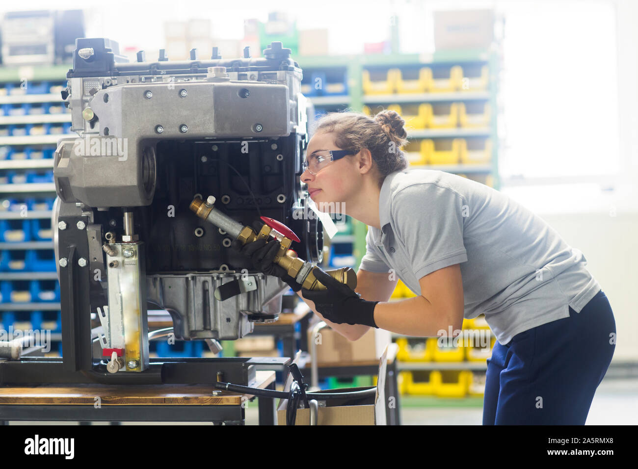 Blockheizkraftwerk Ingenieur Weiblich Stockfoto