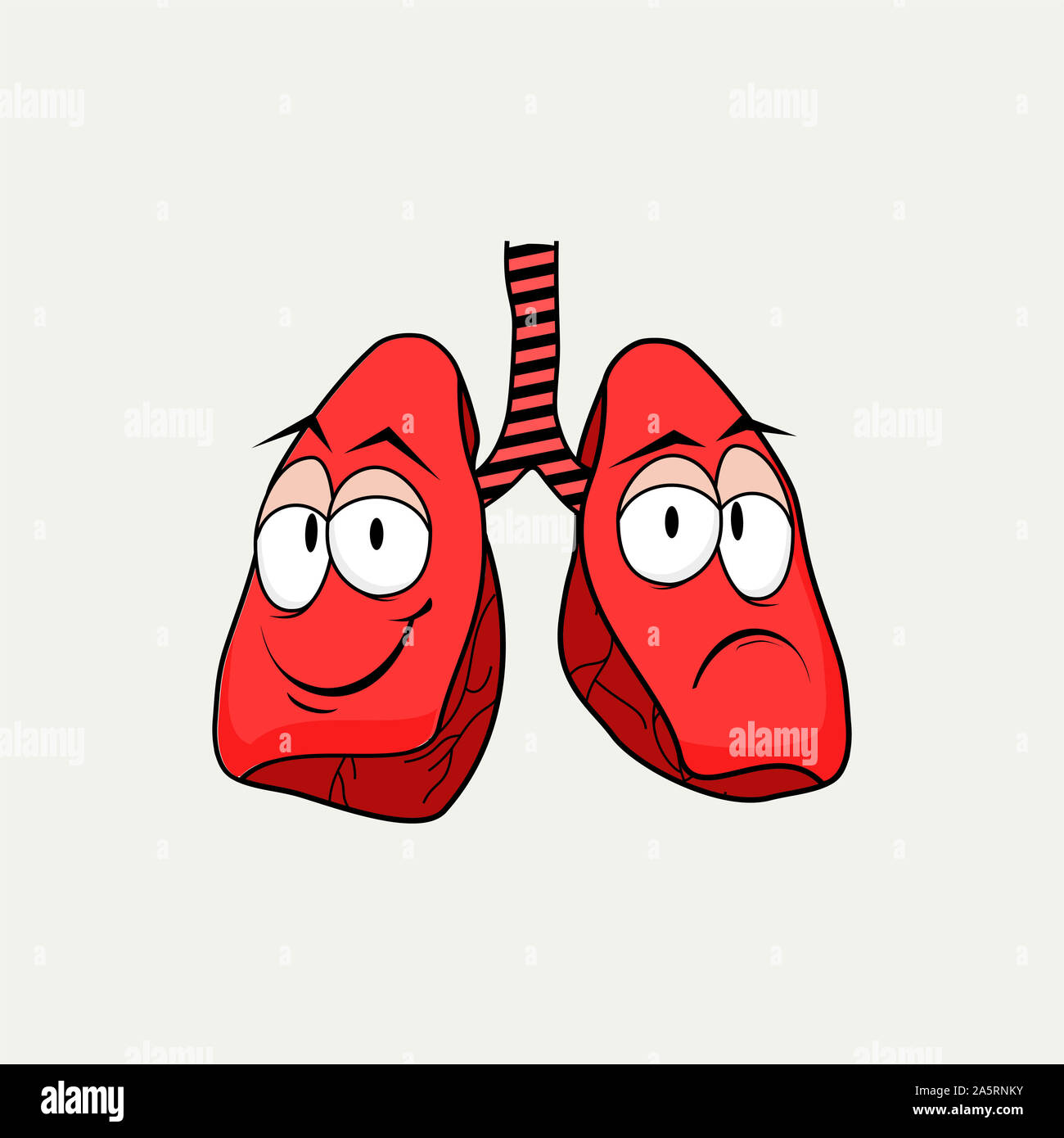 Red Lungen Symbol Vektor, wird auf der einen Seite Lächeln, auf der anderen Seite schmollt Stockfoto