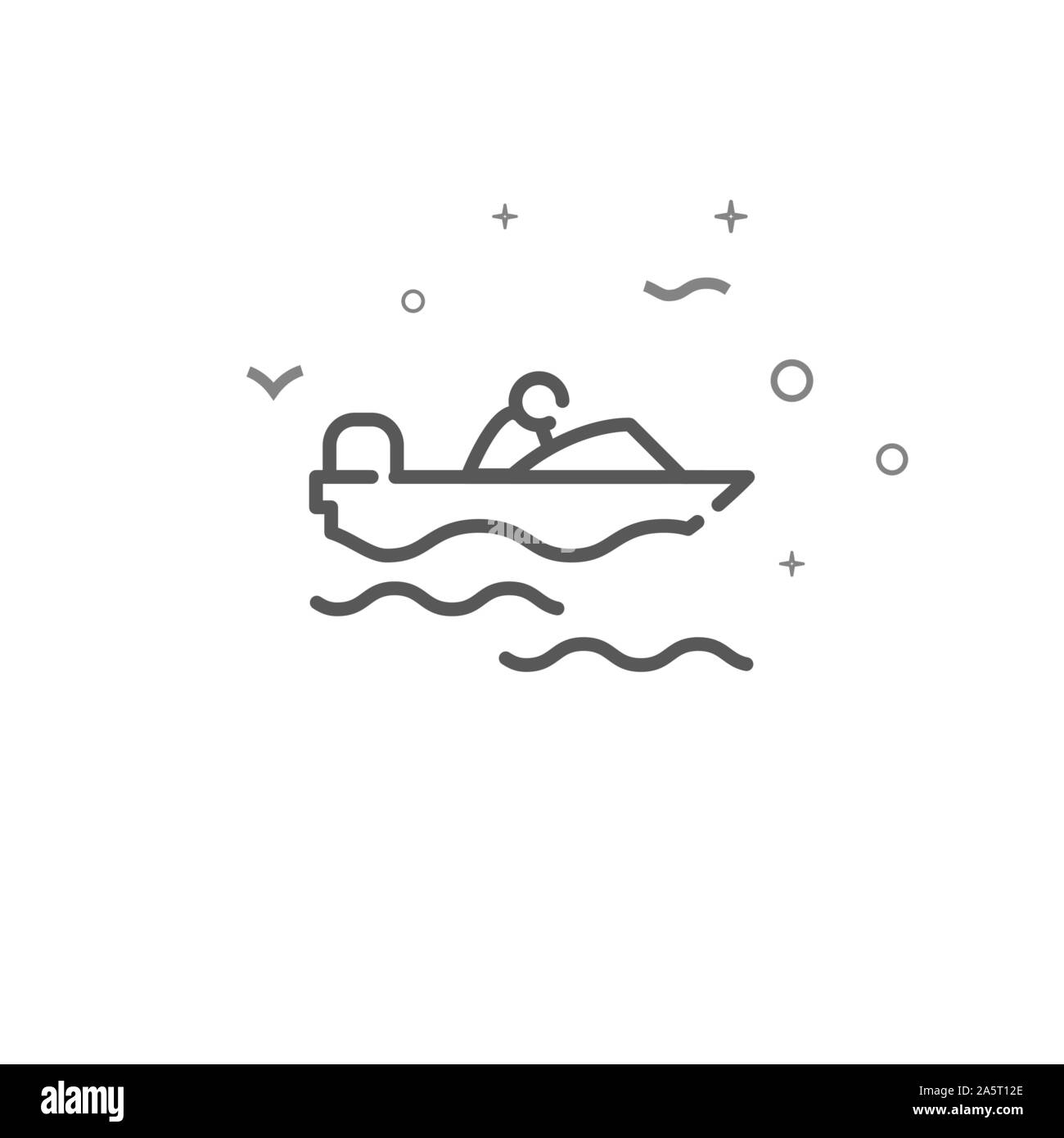 Motorboot einfachen Vektor Symbol Leitung. Motorboot Symbol, Piktogramm, sign. Hellen Hintergrund. Editierbare Schlaganfall. Strichstärke einstellen. Stock Vektor