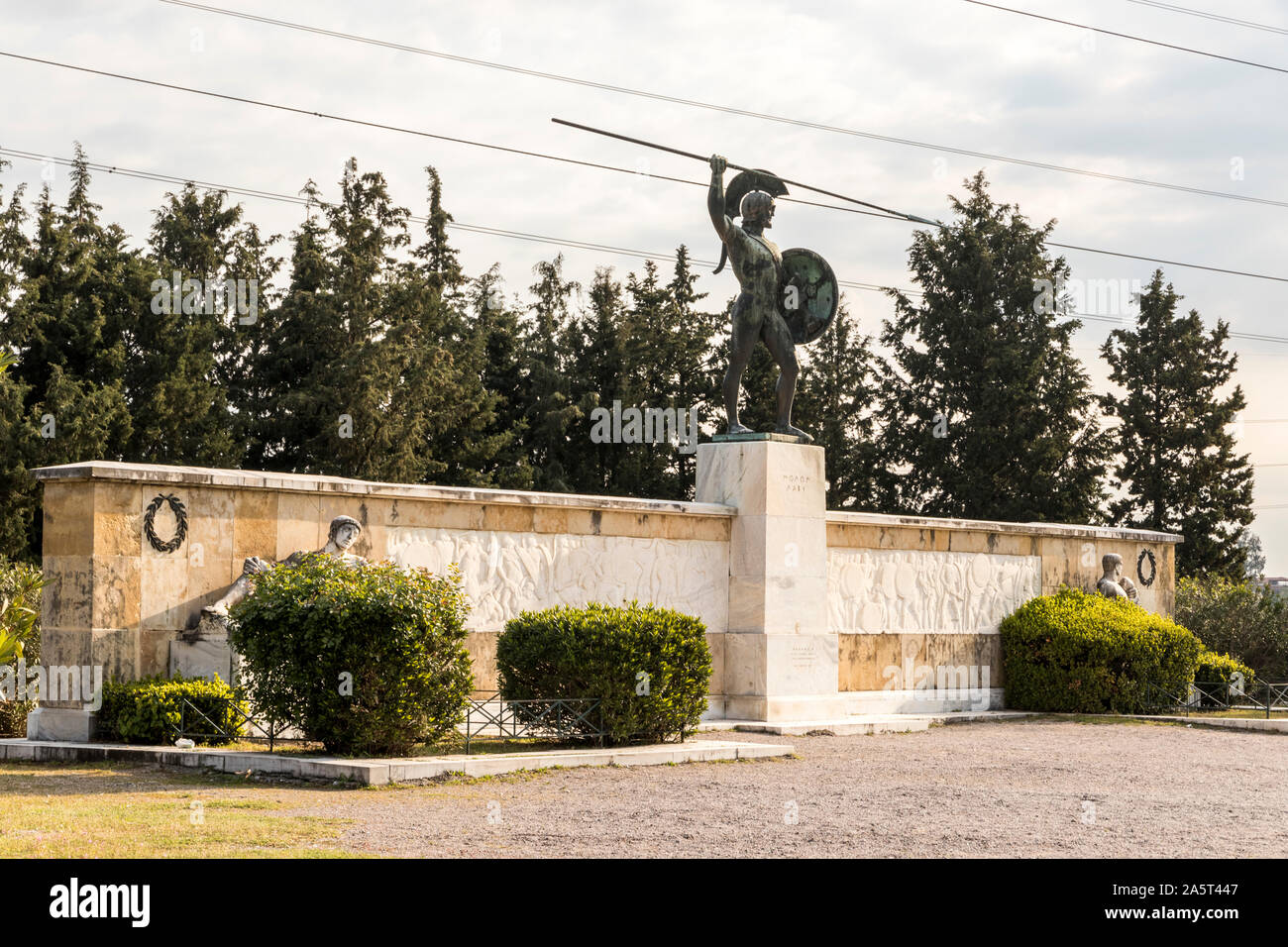 Thermopylae, Griechenland. Denkmal Denkmal für König von Sparta Leonidas, der 300 Spartaner und die 700 Mimen, die an der Schlacht von Thermopylae kämpfte Stockfoto