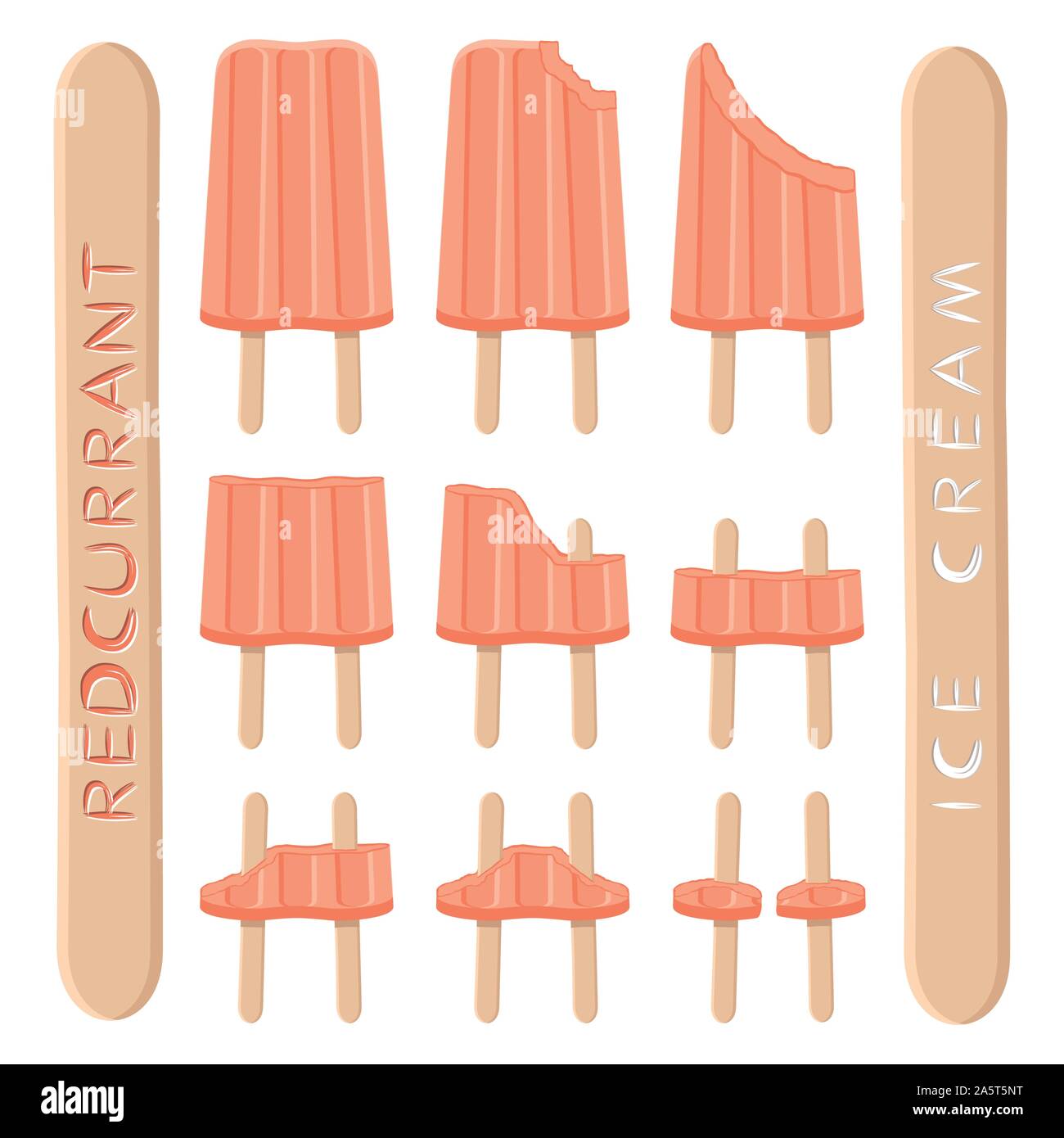 Vector Illustration logo für natürliche rote Johannisbeere Eis auf Stick. Eis, das aus süßen kaltes Eis, lecker frozen Dessert. Fr Stock Vektor