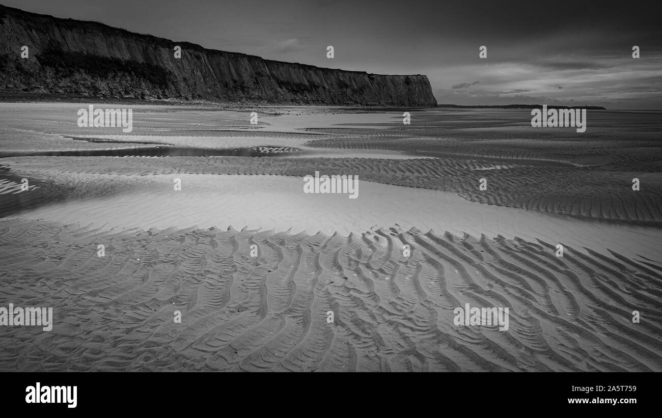 Cap Blanc-Nez, den Strand und die Klippen von Sangatte in Frankreich. Stockfoto