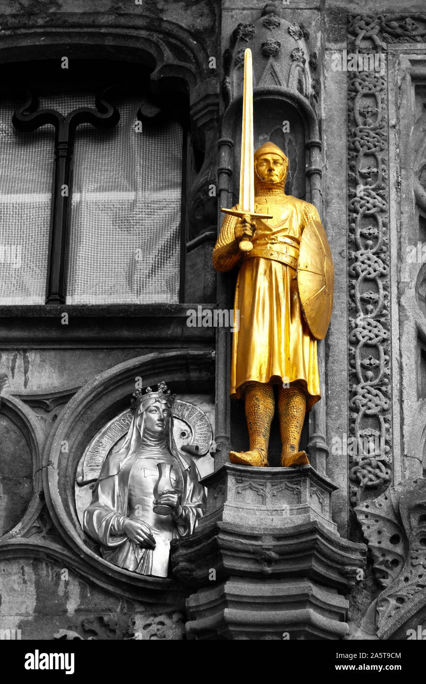 Architektonisches Detail der Basilika des Heiligen Blutes, Brügge, Belgien Stockfoto