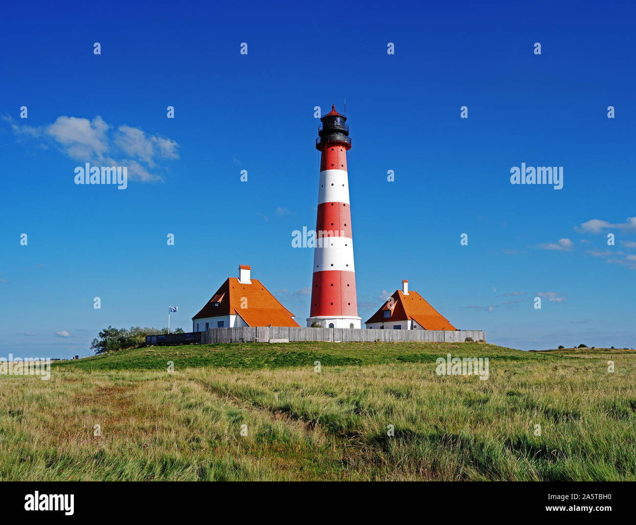 Leuchtturm von Westerhever, Westerheversand, St. Peter Ording, Schleswig-Holstein, Bundesrepublik Deutschland Stockfoto