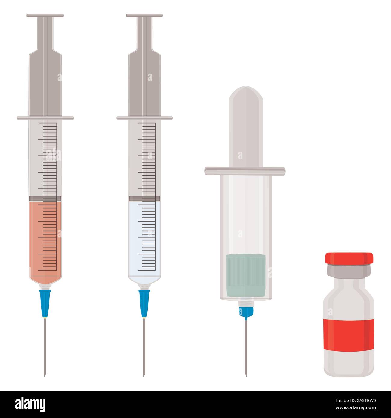 Abbildung auf Thema große farbige verschiedene Arten von Spritzen, Nadeln  für das Krankenhaus. Spritze aus der Sammlung Zubehör mit Qualität contr  Stock-Vektorgrafik - Alamy