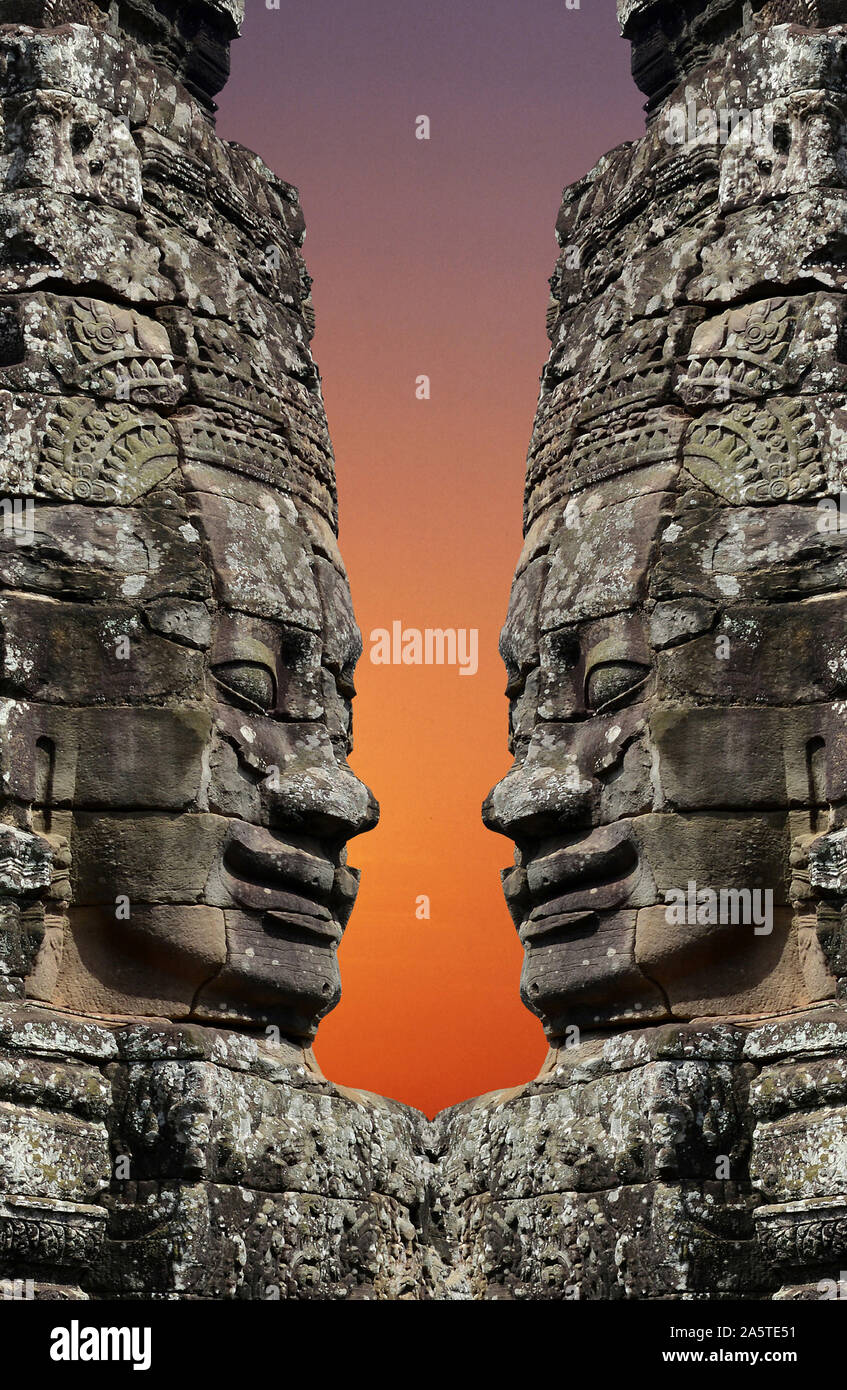 König Jayavarman VII., Bodhisavatta, Bayon, Angkor Thom, Kambodscha Stockfoto