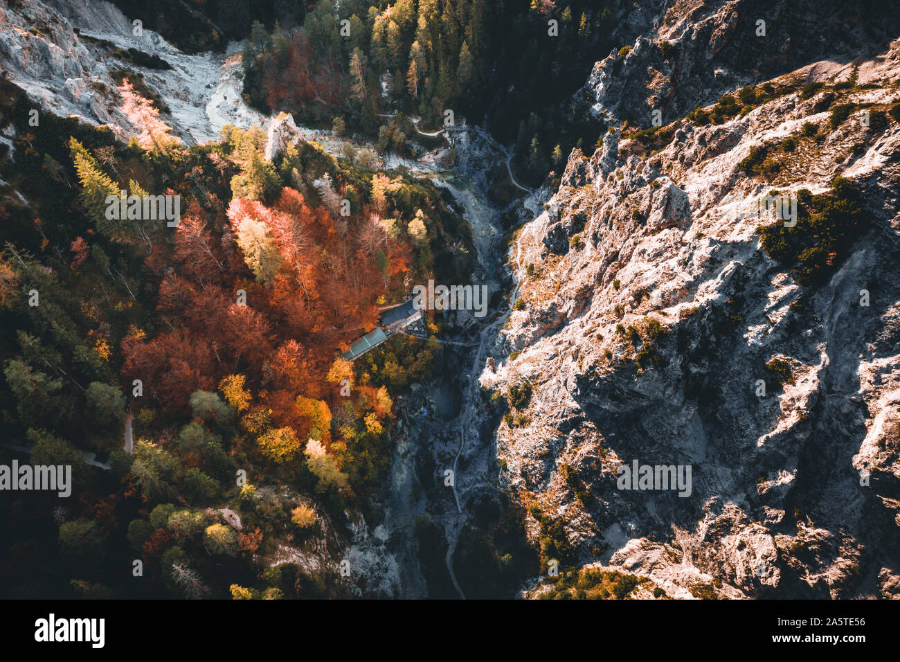 Herbst Fluss im Tal Oetschergraben Österreich, Niederösterreich Ötscher Mariazell, Ötscher Tal Stockfoto