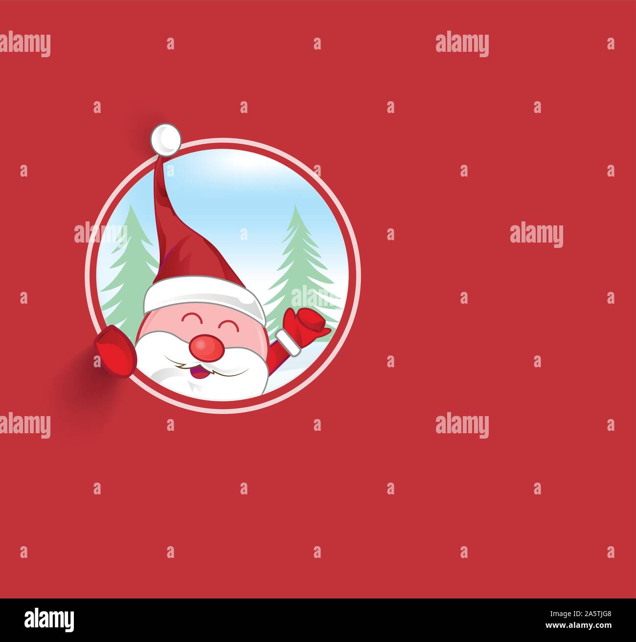 Santa Claus Maskottchen Karikatur auf rotem Hintergrund Stock Vektor