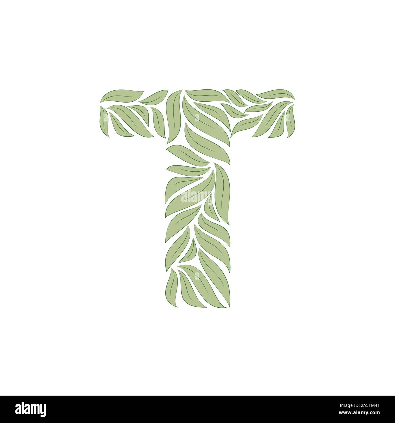 Zierbuchstabe T auf Weiß Stock Vektor