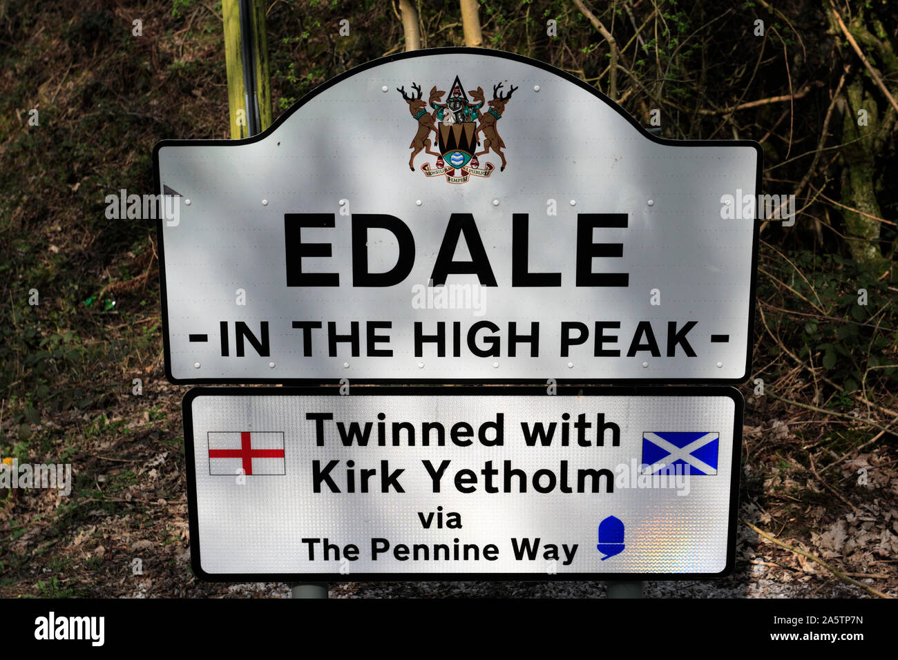 Vale von Edale unterzeichnen, Alfreton, Derbyshire Peak District National Park, England Stockfoto