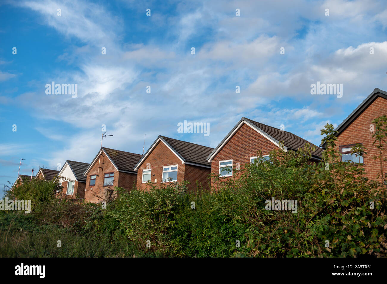 Englisch Brick Häuser gegenüber der lokalen Park. Stockfoto