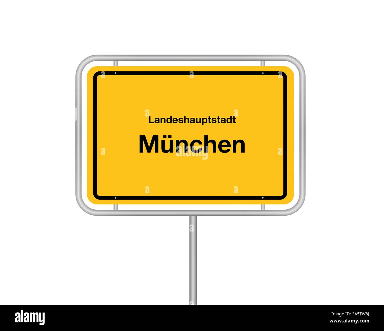 Ortsschild, Stadt, Landeshauptstadt, München, Bundesrepublik Deutschland, Stockfoto