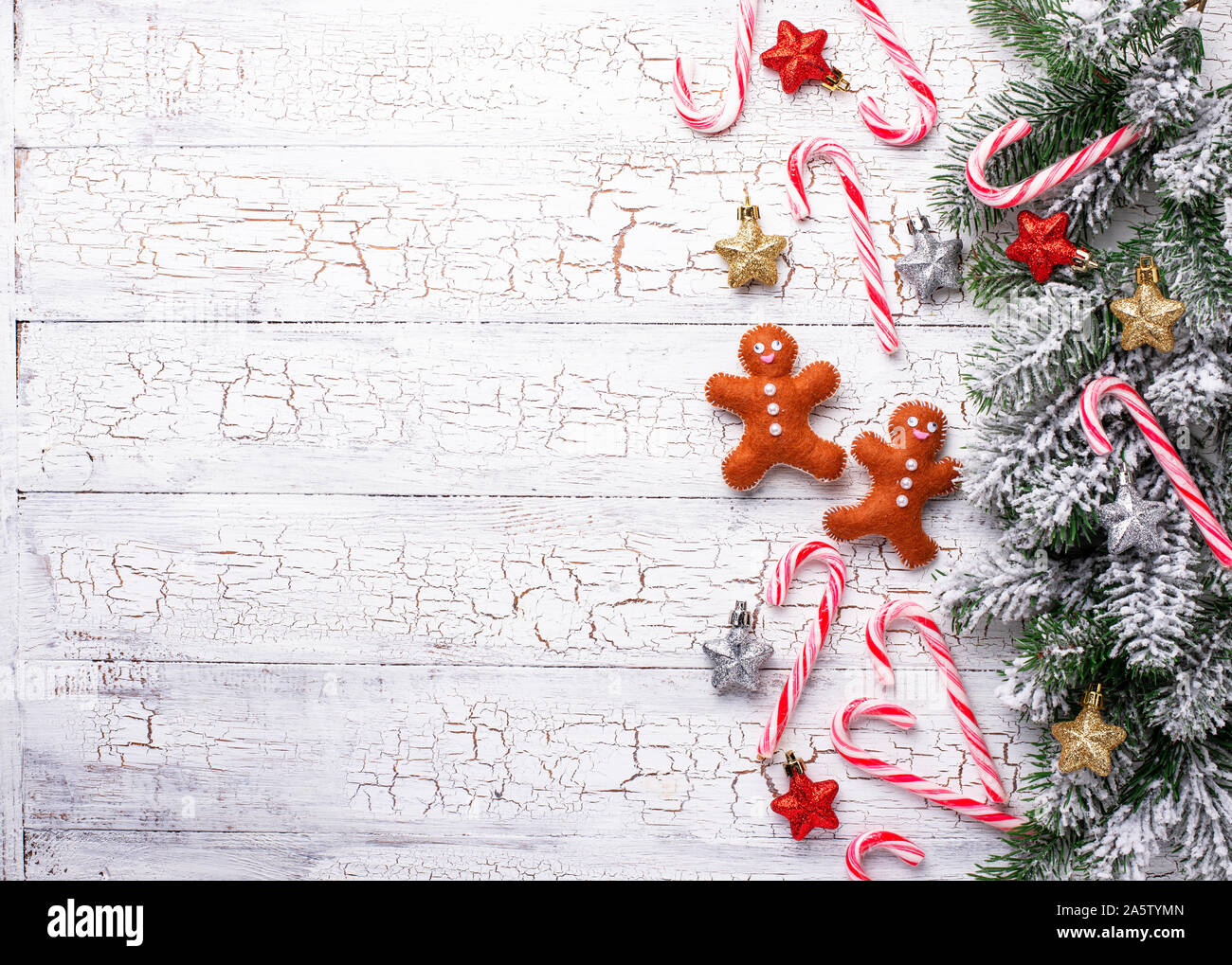 Weihnachten Hintergrund mit Filz Gingerbread Man Stockfoto