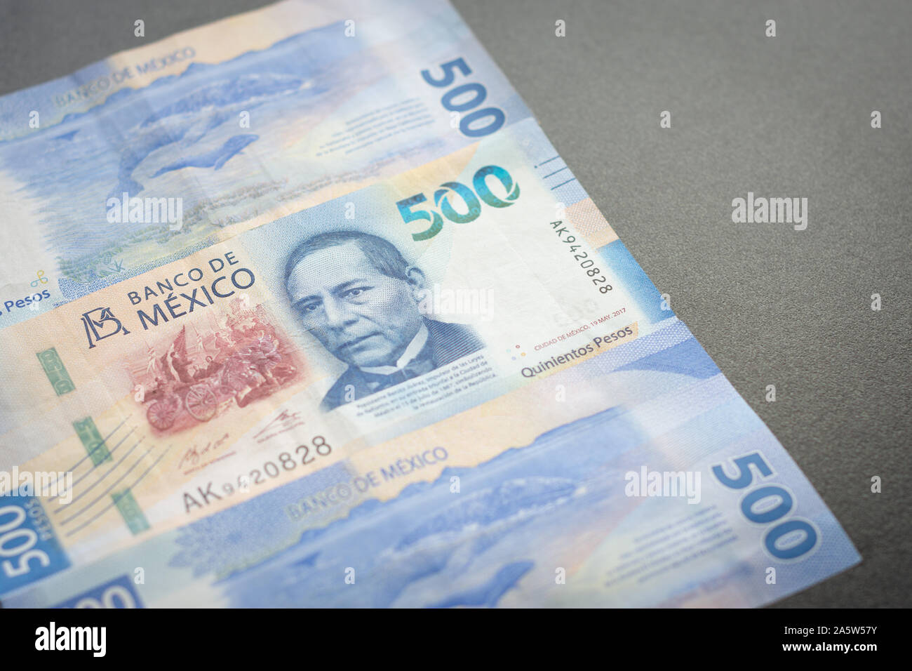 500 neue mexikanische Pesos Rechnungen Stockfoto