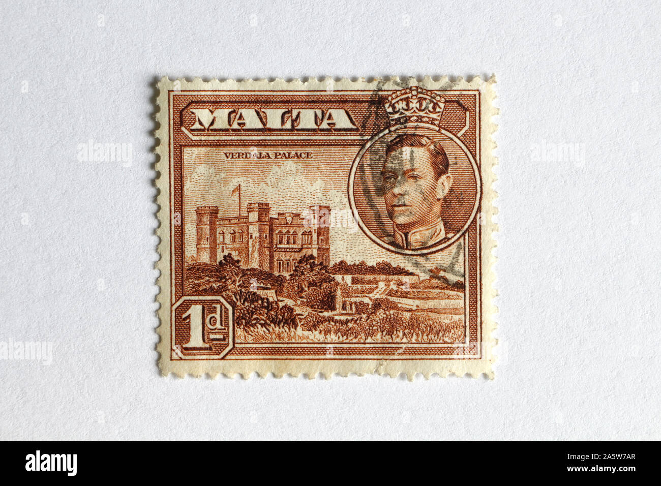 König Georg VI., 1 Pfennig Malta Briefmarke Stockfoto