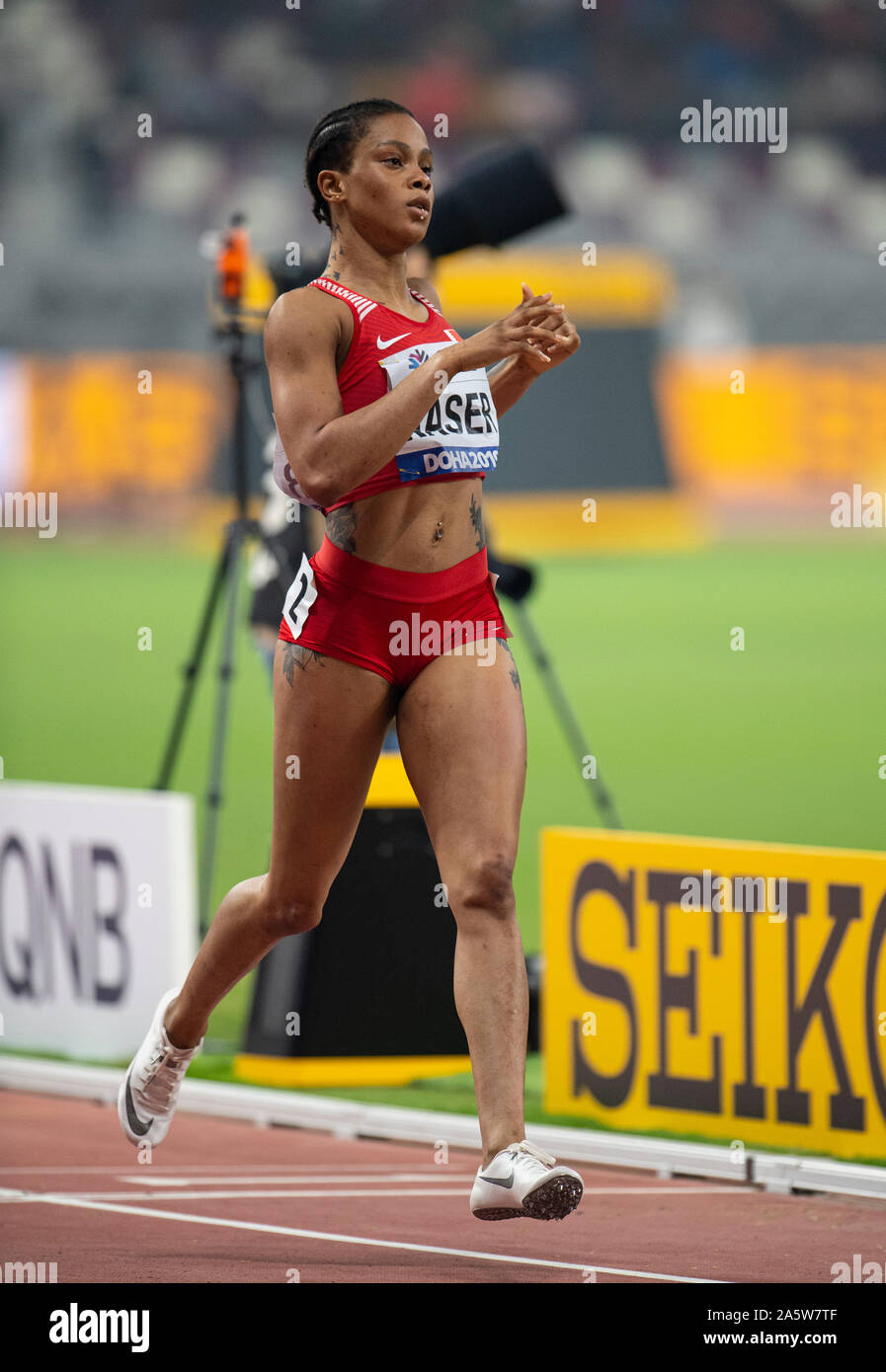 DOHA - Katar Sept. 30: Salwa Eid Naser von Bahrain konkurrieren in den 400 m vorläufen an Tag 4 der 17. IAAF Leichtathletik WM 2019, Kalifa Inte Stockfoto