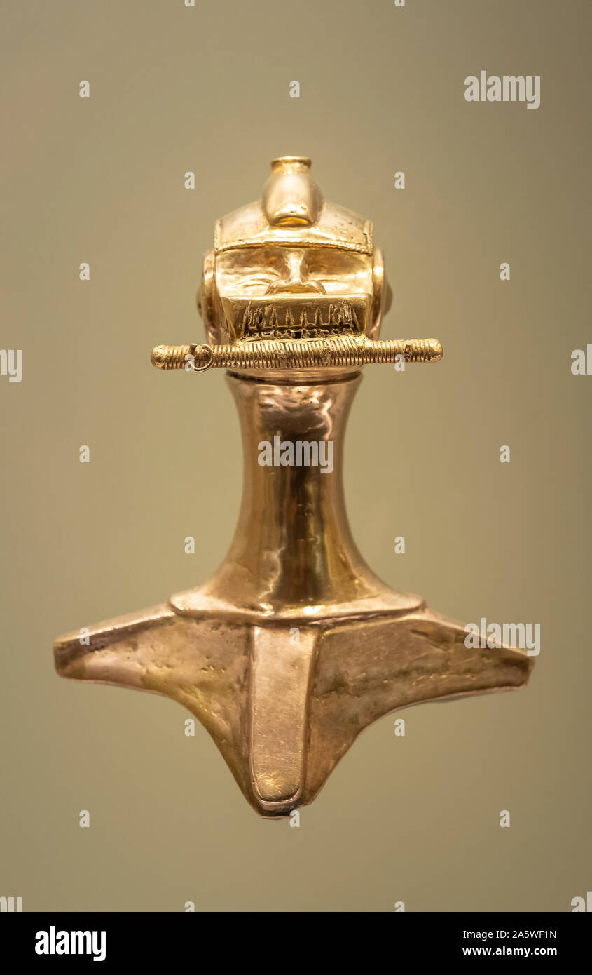 Poporo, Präkolumbianische 375/000 Sammlung, Gold Museum, das Museo del Oro, Bogota, Kolumbien, Südamerika Stockfoto