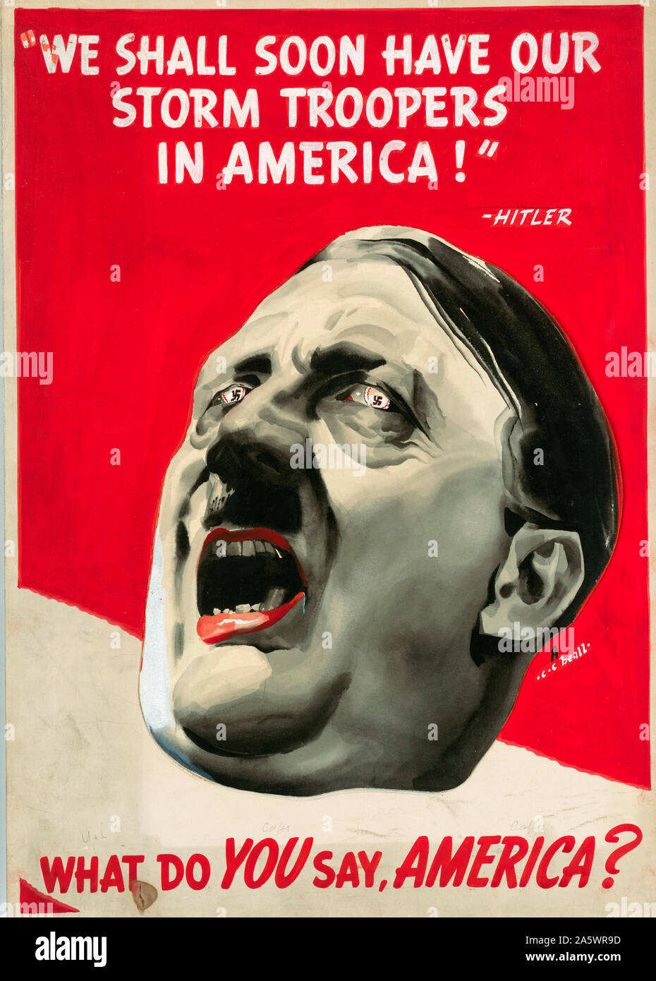 "Wir haben bald unsere Sturmtruppen in Amerika!" - Hitler. Was wissen Sie Amerika sagen? Weltkrieg II American Home Front Poster Stockfoto