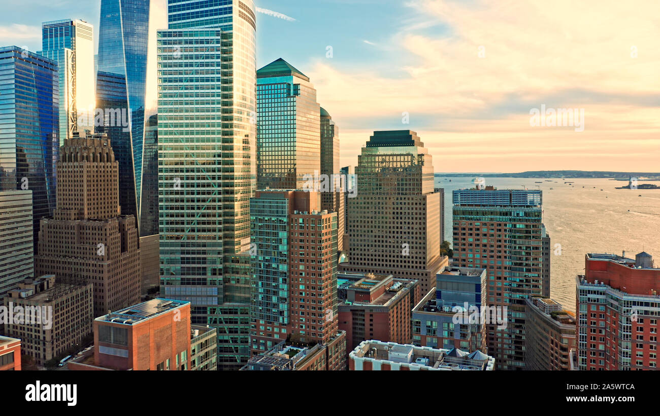 Luftaufnahme von Manhattan Wolkenkratzer Stockfoto