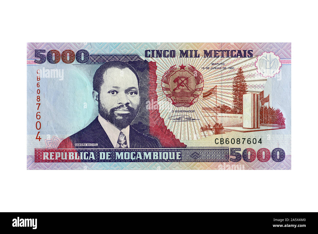 Banknote aus Mosambik, Afrika Stockfoto