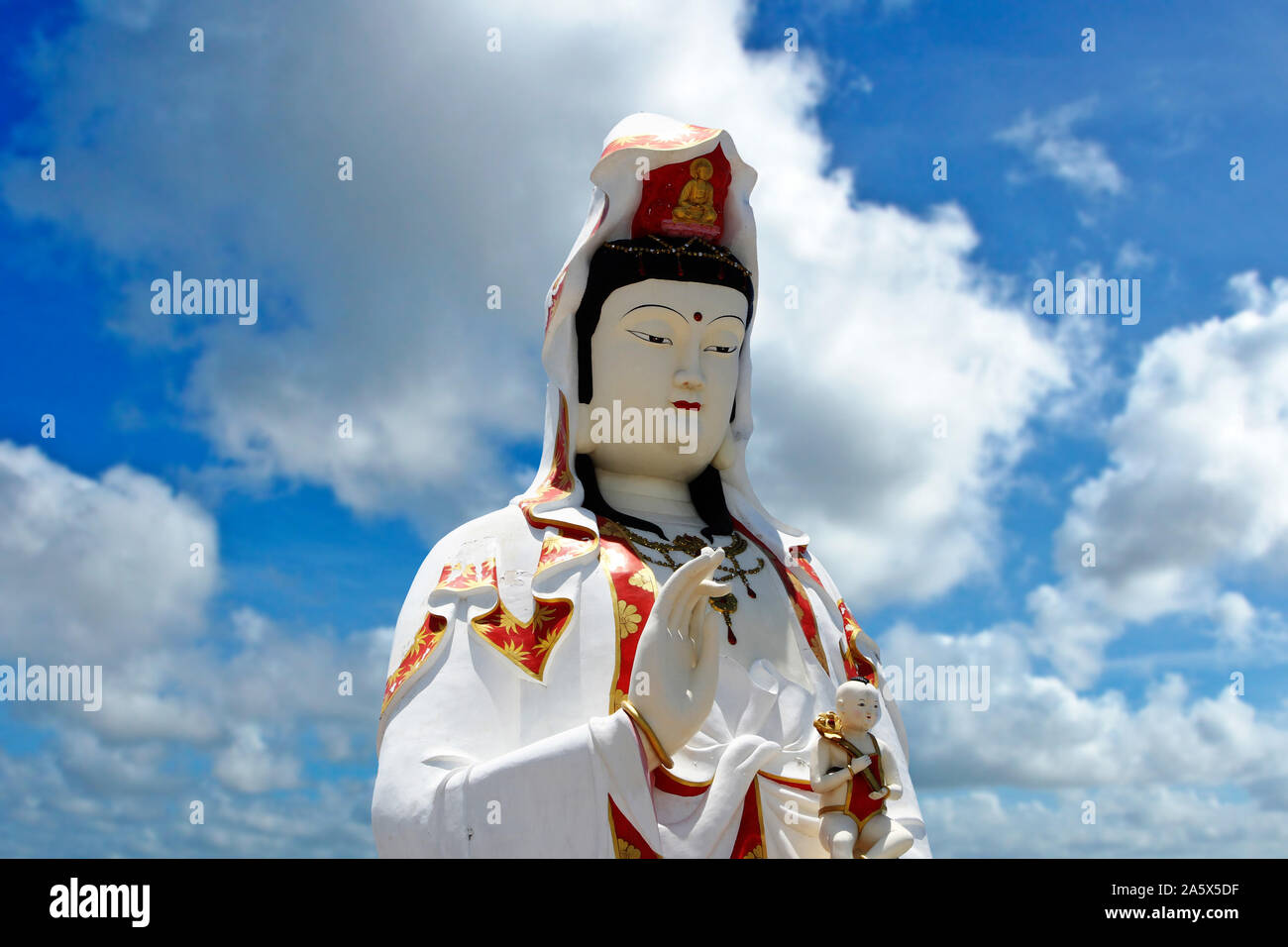 Guanyin, indische Gottheit in Chachoengsao, Thailand Stockfoto