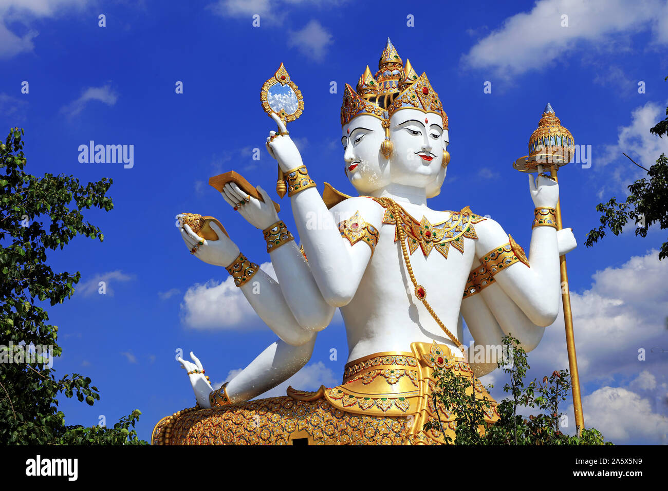 Buddha mit 4 Koepfe, Asien, Thailand, Chachoengsao Stadt, Stockfoto