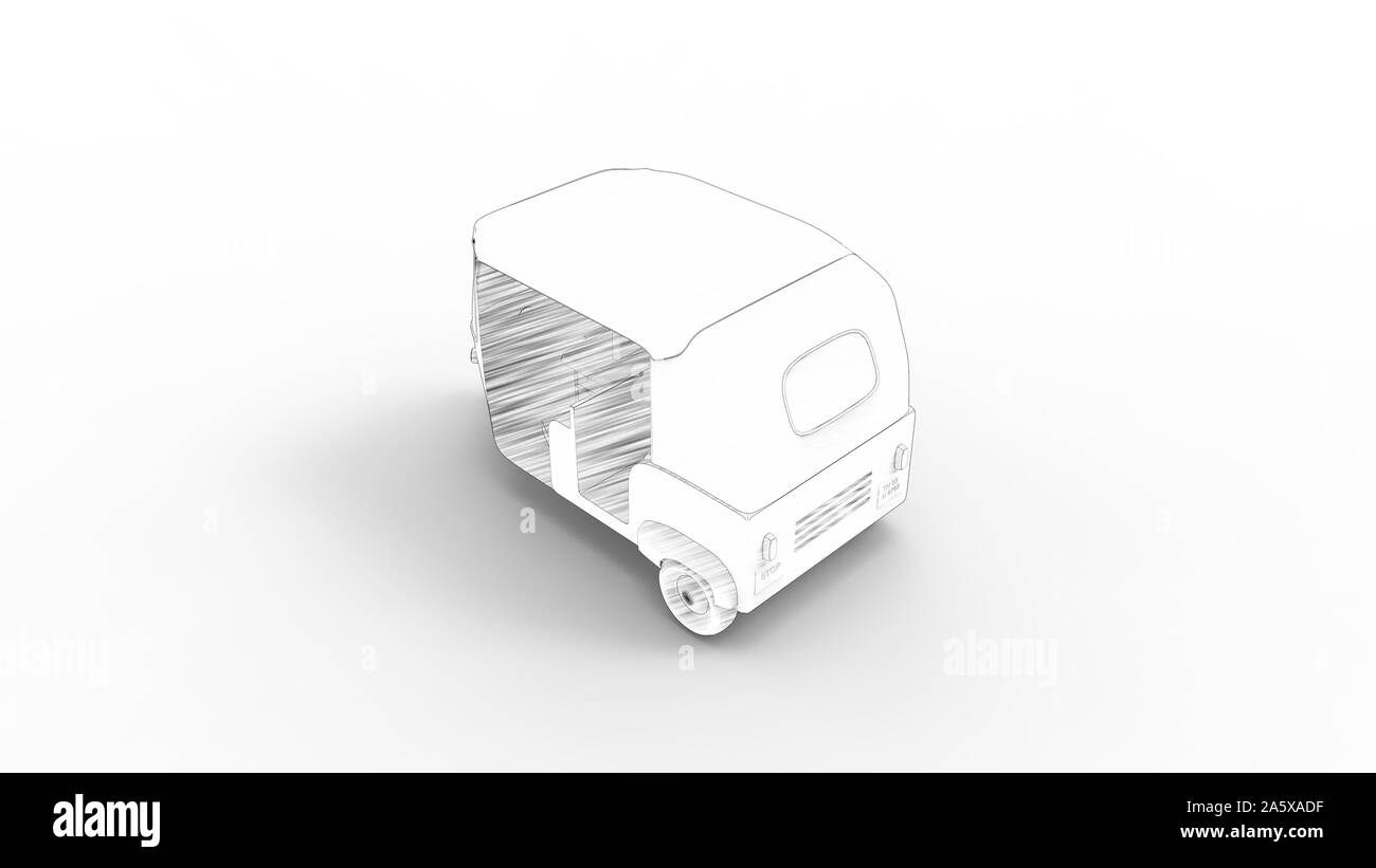 3D-Rendering für eine Tuktuk in Weiß studio Hintergrund isoliert Stockfoto