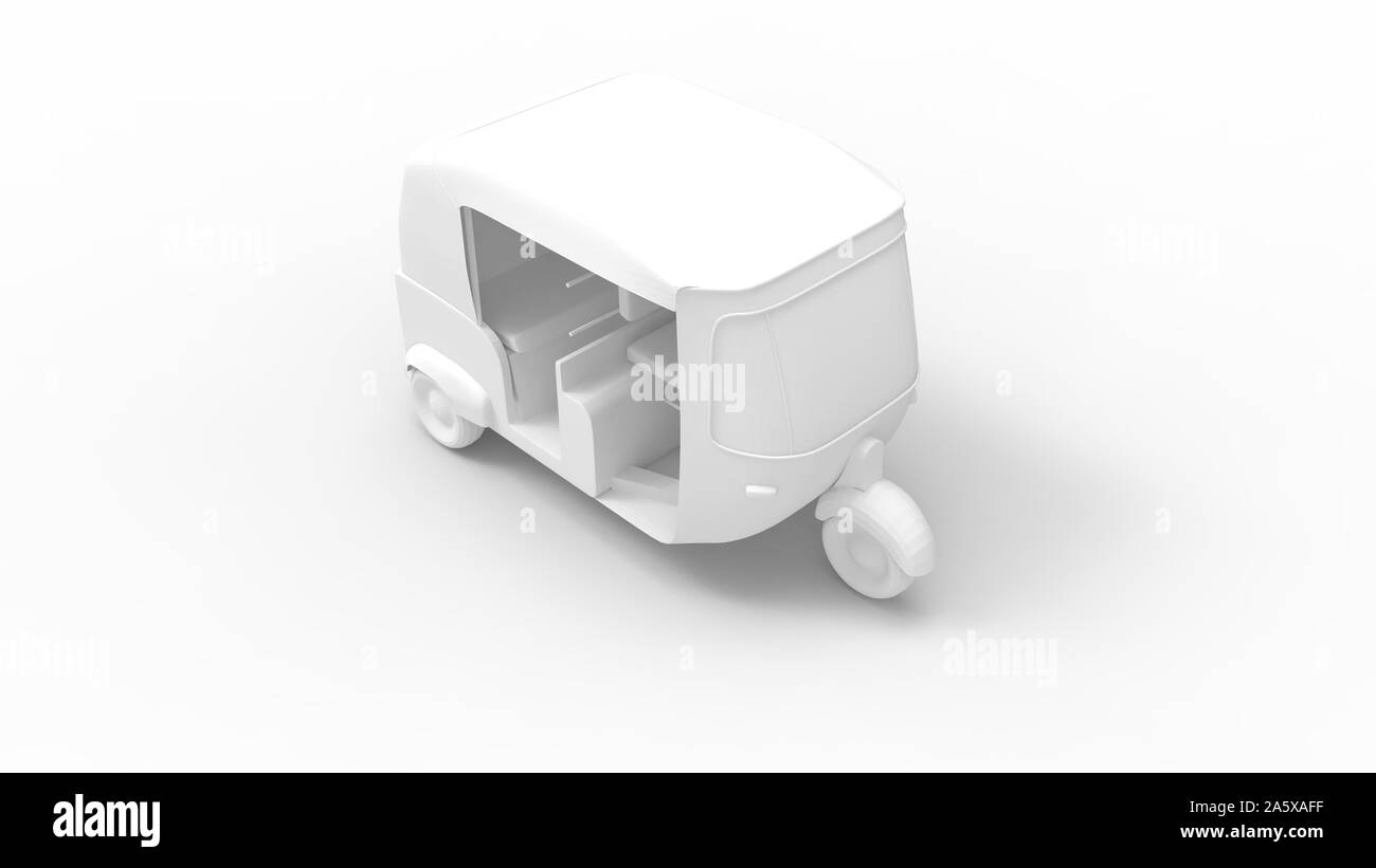 3D-Rendering für eine Tuktuk in Weiß studio Hintergrund isoliert Stockfoto