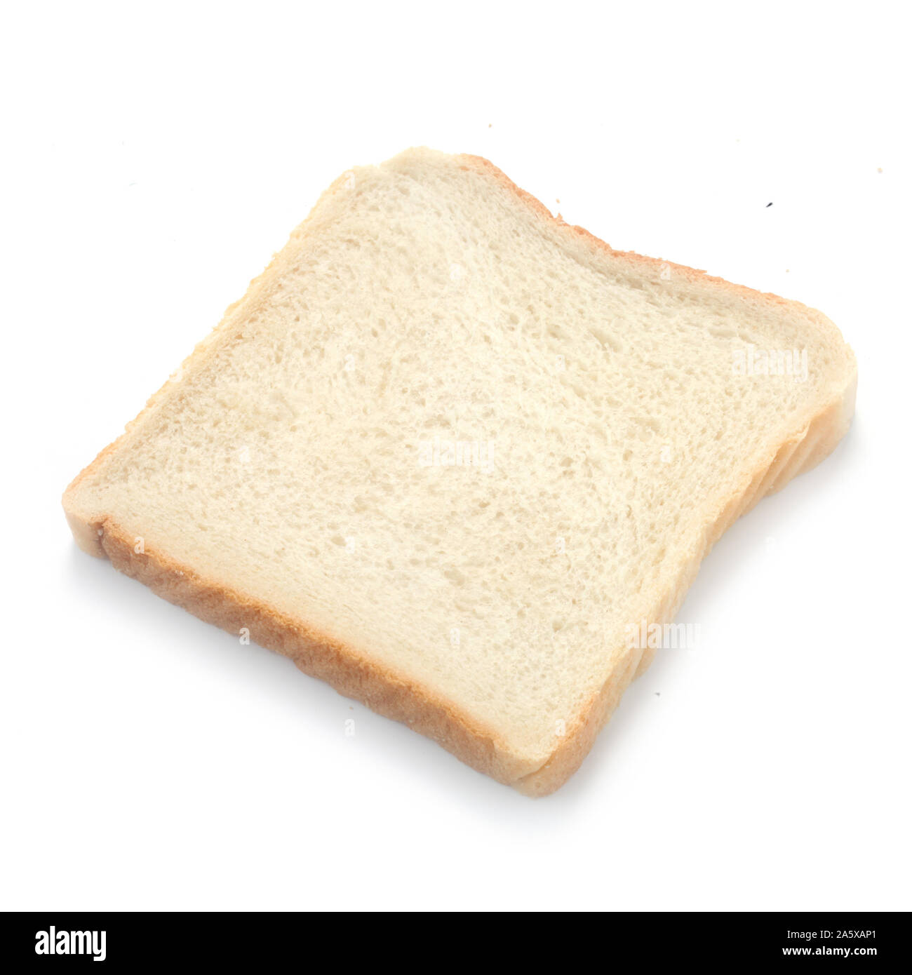 Eine Scheibe Toast isoliert auf weißem Stockfoto