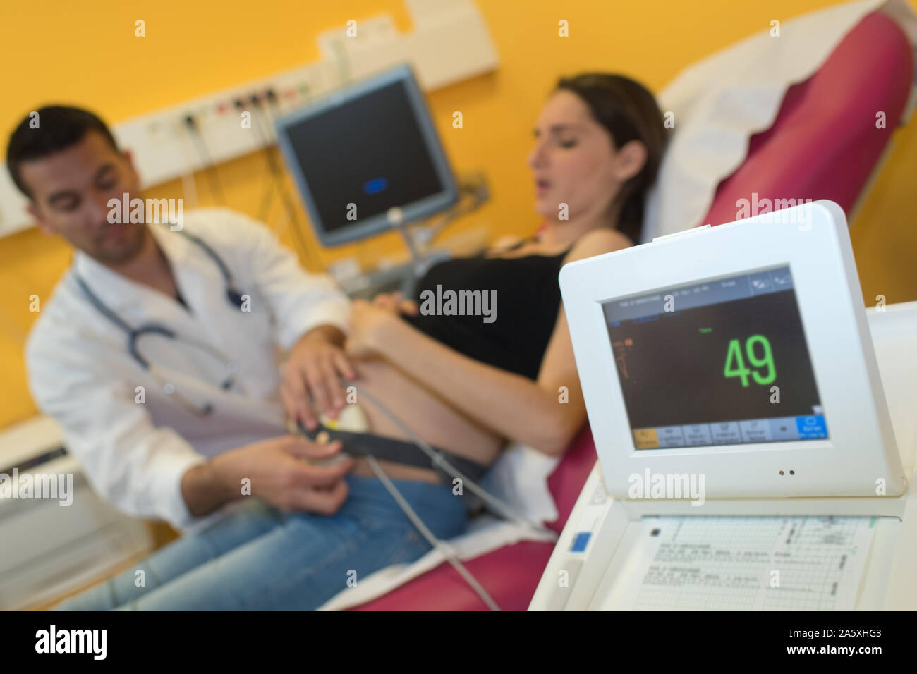 Ultraschall die Diagnose der Schwangerschaft Stockfoto