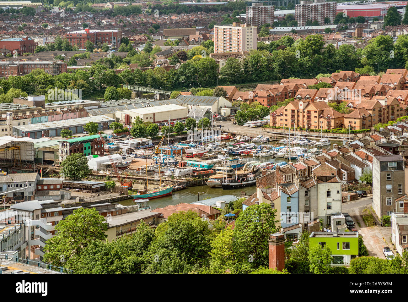 Blick vom Brandon Hill in der Stadt von Bristol, gesehen von der Cabot Tower, Somerset, England, UK Stockfoto
