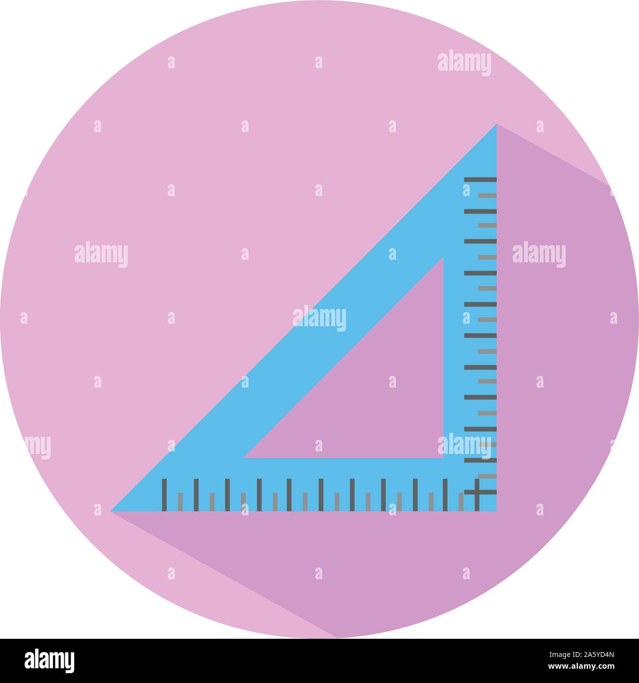 Symbol für ein rechtwinkliges Dreieck Lineal im flachen Stil. Vector Illustration. Schule, in Mathe und in der Zeichnung Konzept. Stock Vektor