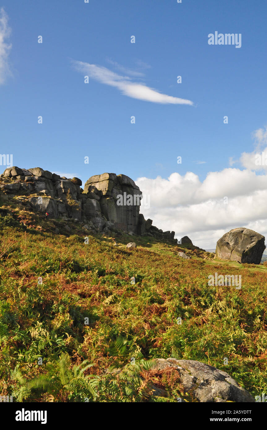 Kuh und Kalb Felsen, Ilkley 3 Stockfoto