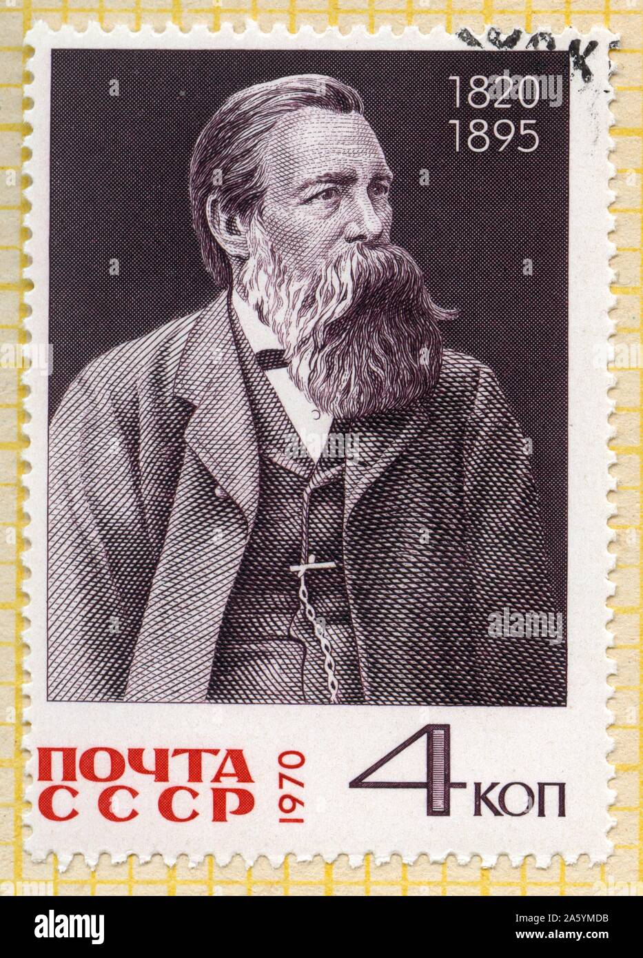 Stempel von Rußland, gedruckt zeigt Friedrich Engels, ca. 1970 Stockfoto