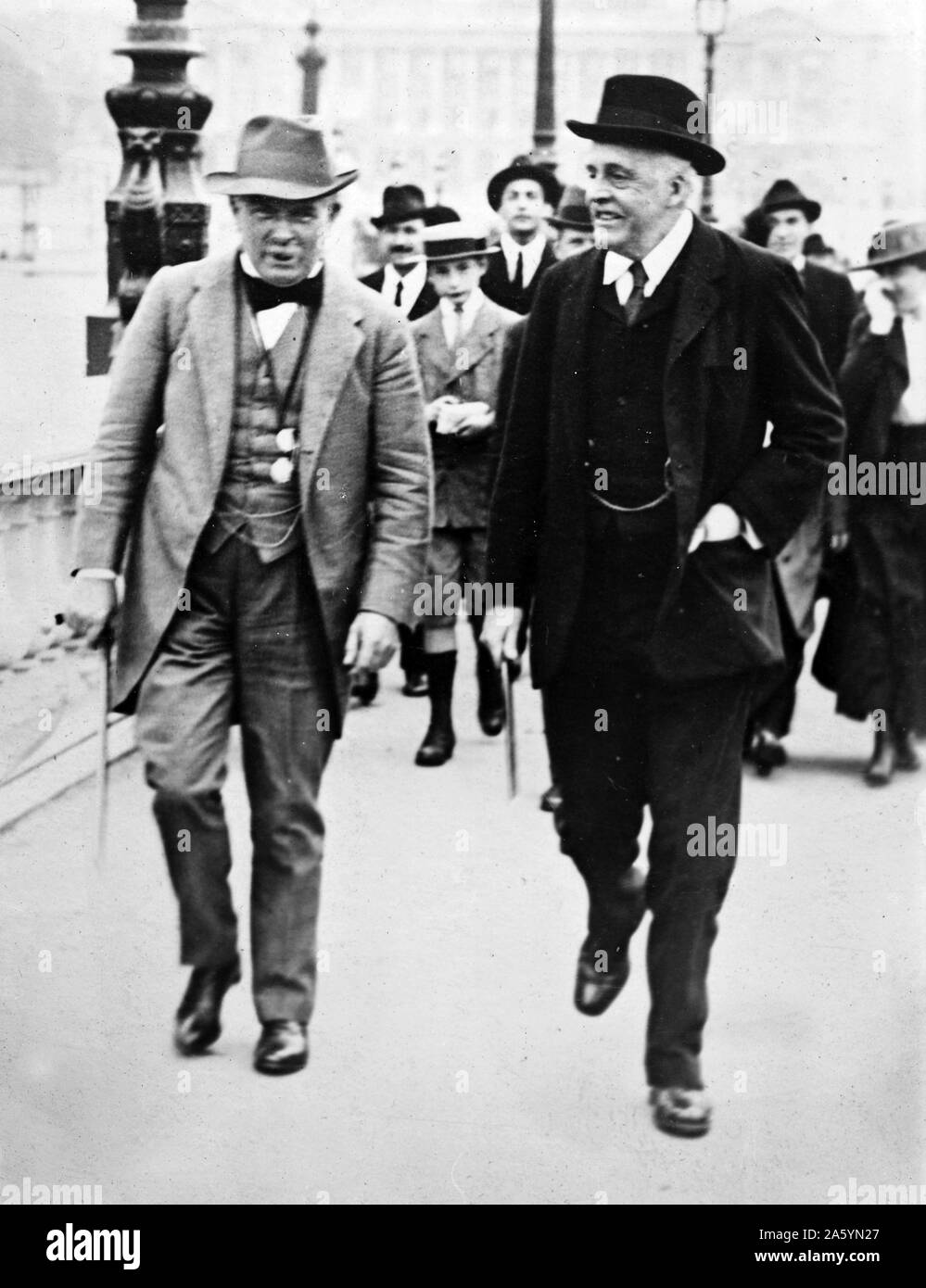 Foto von einem J Balfour und Lloyd George in London vor dem ersten Weltkrieg. Stockfoto