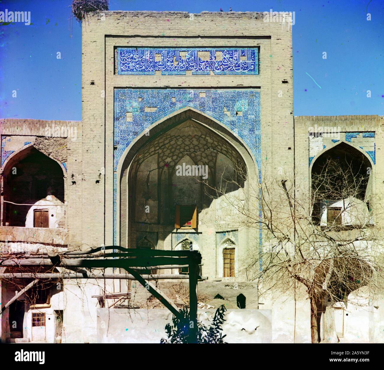 Kush-medrese, äußeren Eingang. Buchara 1863 Sergej Prokudin-Gorsky. Stockfoto