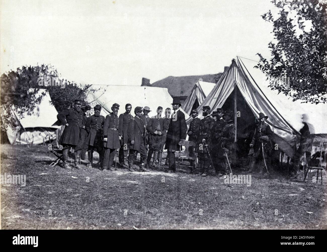 Präsident Abraham Lincoln 1862. Battle-Field von Antietam. Alexander Gardner Stockfoto