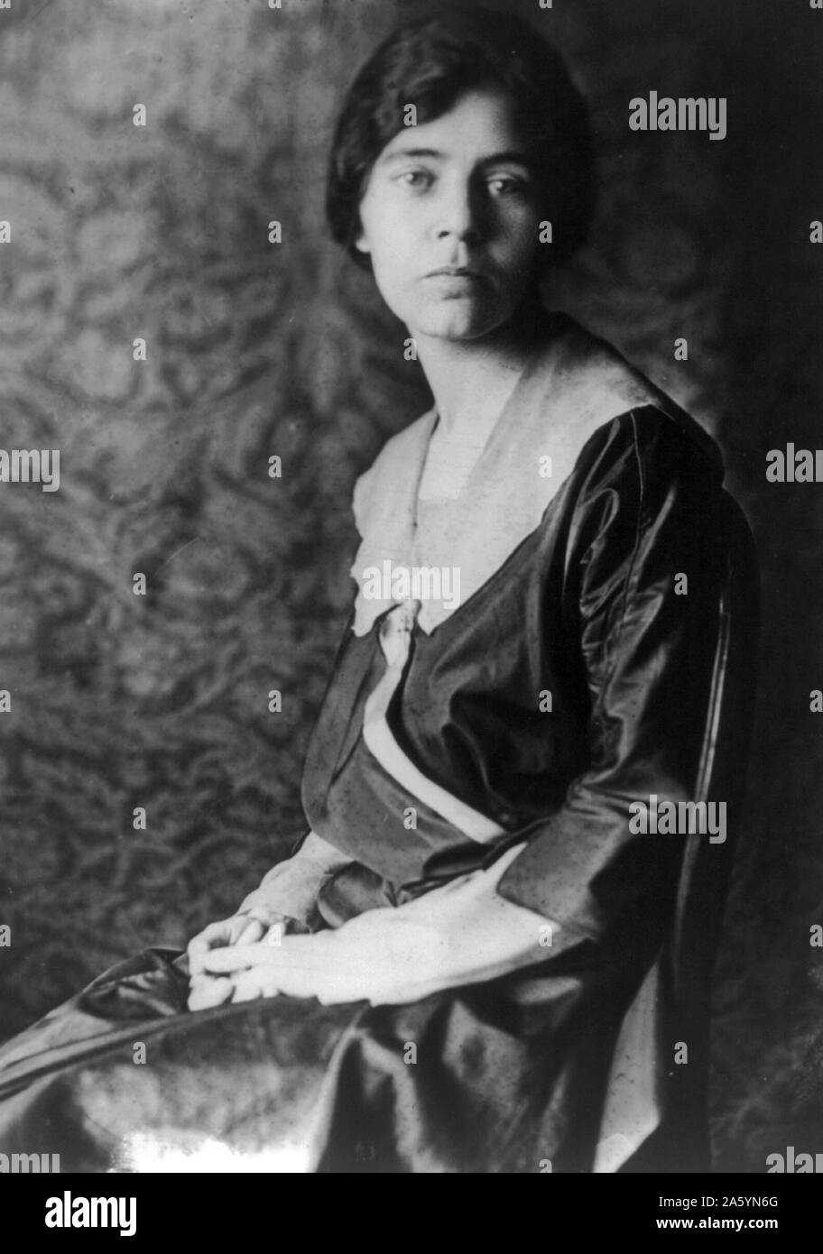 Alice Paul 1917. Amerikanische feministische und Sozialreformer, in ein Quäker Familie in Moorestown, New Jersey geboren. Sie widmete ihre ganze Karriere dem Kampf um gleiche Rechte für Frauen. Stockfoto