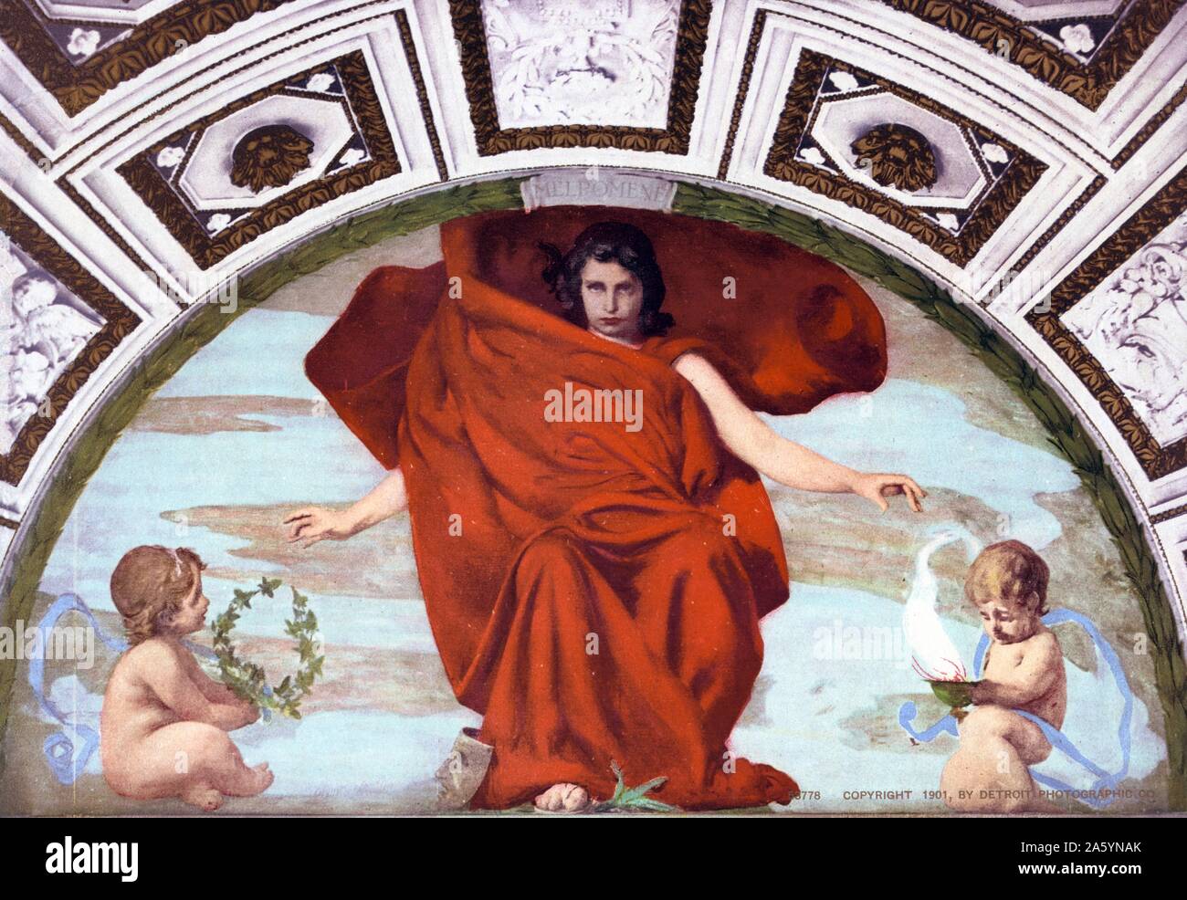 Melpomene Fresko an der Bibliothek des Kongresses, Washington DC, USA, von Edward Simmons 1901. Stockfoto