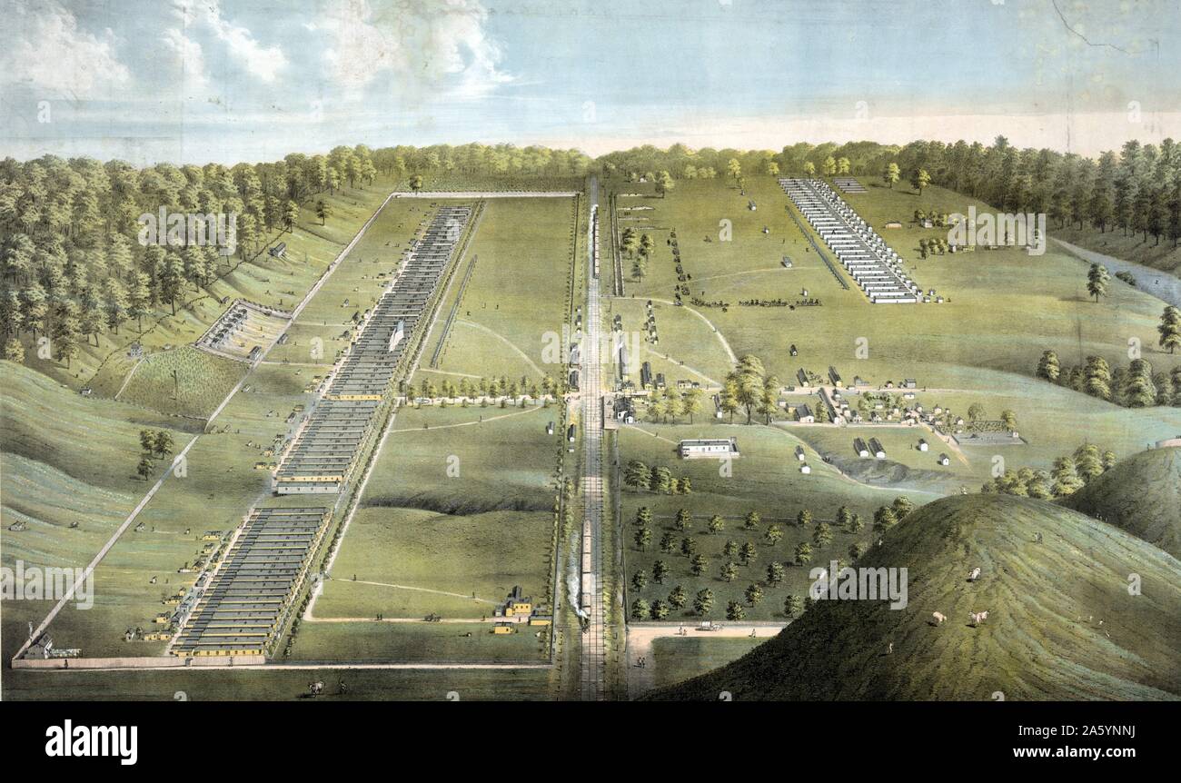 Blick auf Camp Dennison 16 Meilen nordöstlich von Cincinnati, Ohio. 1865. Amerikanischer Bürgerkrieg Stockfoto