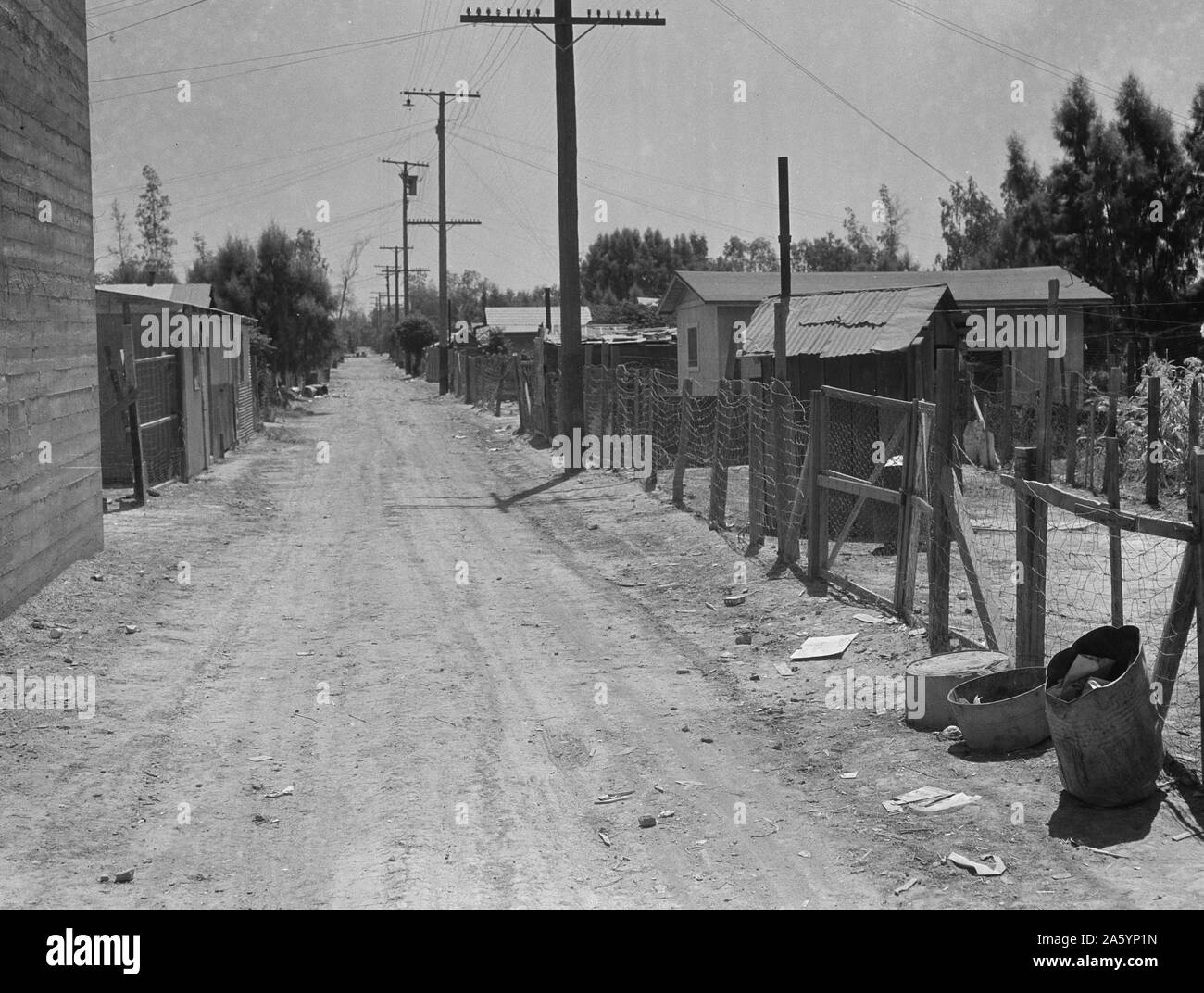 Die Slums von Brawley. Wohnungen der mexikanischen Arbeiter. Imperial Valley, Kalifornien von Dorothea Lange 1895-1965, datiert 1935 Stockfoto