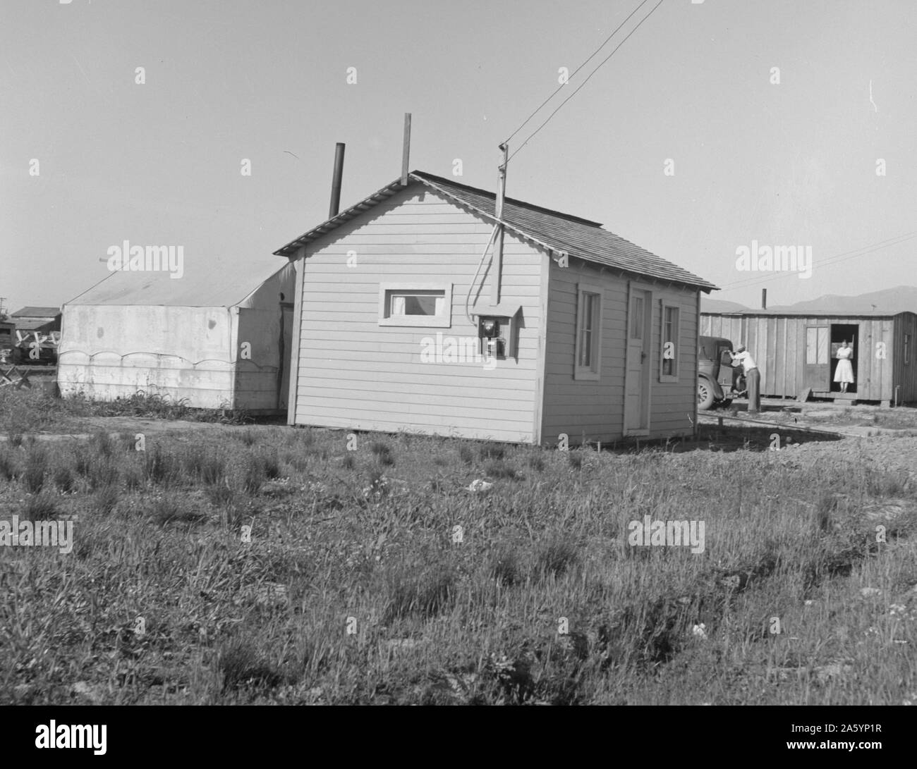 Gehäuse für schnell wachsende Siedlung von kopfsalat Arbeitnehmer am Rande der Stadt. Salinas, Kalifornien von Dorothea Lange 1895-1965, datiert 1939 Stockfoto